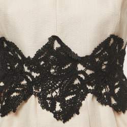 Pre Owned Max Mara Cream Silk Blend Lace Trimmed Sleeveless Peplum Top S