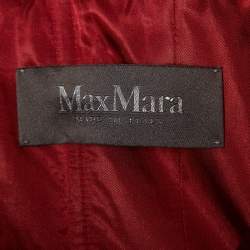 Pre Owned Max Mara Red Brocade Draped Strapless Gown XS