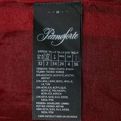 Pre Owned Max Mara Red Brocade Draped Strapless Gown XS