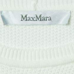 Pre Owned Max Mara White Ruffled Cotton Knit Sweater S