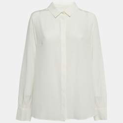 Pre Owned Max Mara Off White Silk Button Front Full Sleeve Shirt XL