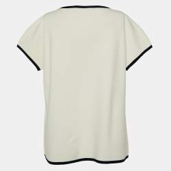 Pre Owned Max Mara White Knit Contrast Detail Oversized T-Shirt L