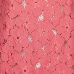 Pre Owned Max Mara Pink Floral Lace & Cotton Knit Embellished Detail Sleeveless Top M