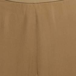 Pre Owned Max Mara Beige Jersey & Silk Wide Leg Pants S