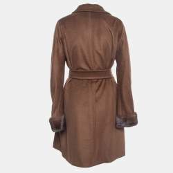 Pre Owned Max Mara Brown Camel Hair Belted Coat S