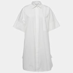 Pre Owned Max Mara White Cotton Button Front Shirt Dress M