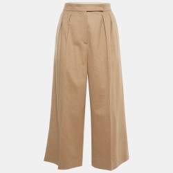 Max Mara Brown Camel Hair Cropped Trousers S