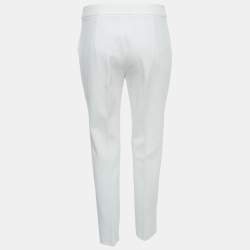 Pre Owned Max Mara White Jersey Knit Tapered Trousers M