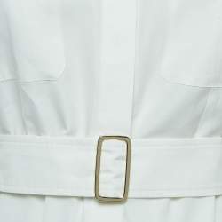 Pre Owned Max Mara White Cotton Button Front Belted Tunic Top S