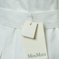 Pre Owned Max Mara White Cotton Button Front Belted Tunic Top S