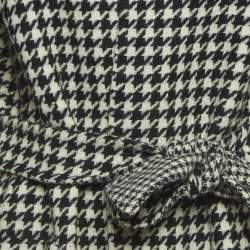 Max Mara White/Black Houndstooth Check Wool Reversible Coat L