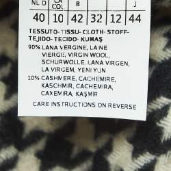Max Mara White/Black Houndstooth Check Wool Reversible Coat L