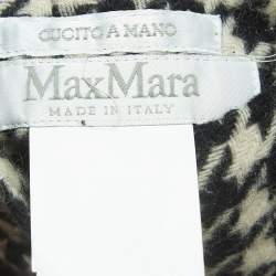 Max Mara White/Black Houndstooth Check Wool Reversible Coat L