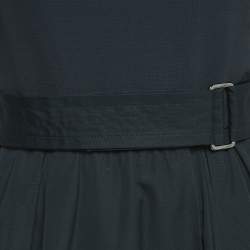 Pre Owned Max Mara Affine Black Crepe and Cotton Pleated Midi Dress S