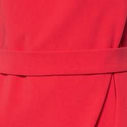 Pre Owned Max Mara Coral Pink Crepe Ruffled One Shoulder Dress S