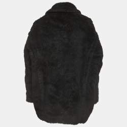 Max Mara Black Wool Teddy Bear Single Breasted Coat M