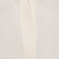 Pre Owned Max Mara Cream Silk Crepe Cape Sleeve Semi Sheer Shirt M