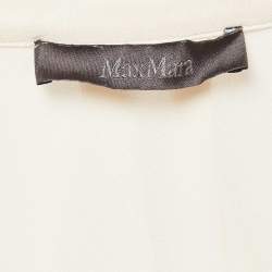Pre Owned Max Mara Cream Silk Crepe Cape Sleeve Semi Sheer Shirt M