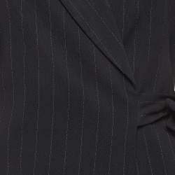 Max Mara Black Pinstripe Wool Wrap Blazer and Skirt Suit S