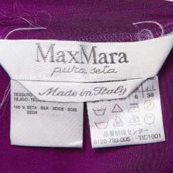 Pre Owned Max Mara Purple Silk and Rib Knit One shoulder Tie-Up Crop Top S