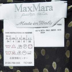 Pre Owned Max Mara Black Dot Print Silk Shoulder Strap Asymmetric Top S
