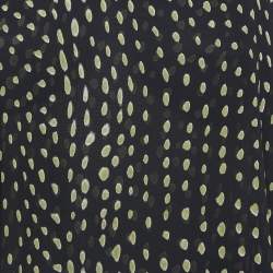 Pre Owned Max Mara Black Dot Print Silk Shoulder Strap Asymmetric Top S