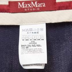 Pre Owned Max Mara Navy Blue Wool Gabardine Straight Leg Trousers S