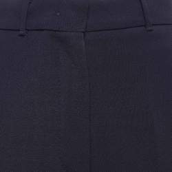 Pre Owned Max Mara Navy Blue Wool Gabardine Straight Leg Trousers S