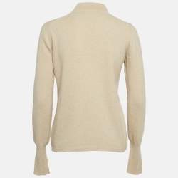 Max Mara Beige Rib Knit Turtle Neck Sweater M