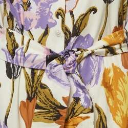 Pre Owned Weekend Max Mara Multicolour Floral Print Cotton Shirt Dress M