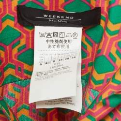 Pre Owned Weekend Max Mara Multicolor Printed Cotton Belted Shirt Dress S