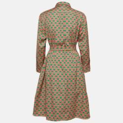 Pre Owned Weekend Max Mara Multicolor Printed Cotton Belted Shirt Dress S