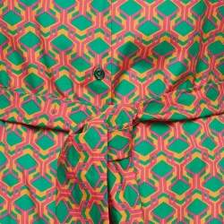 Pre Owned Weekend Max Mara Multicolor Printed Cotton Belted Shirt Dress S