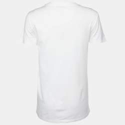 Pre Owned Max Mara White Logo Print Cotton Crew Neck T-Shirt S