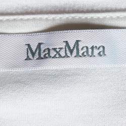 Pre Owned Max Mara White Logo Print Cotton Crew Neck T-Shirt S