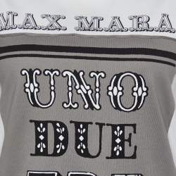Pre Owned Max Mara White Logo Print Cotton Crew Neck T-Shirt S