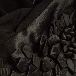 Max Mara Black Crepe Floral Detail Halter Neck Dress M