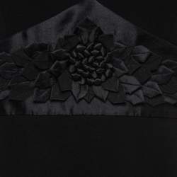 Max Mara Black Crepe Floral Detail Halter Neck Dress M