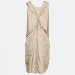 Pre Owned Max Mara Beige Silk Sleeveless Short Dress L