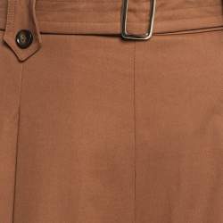 Max Mara Brown Cotton Tapered Wide-Leg Trousers M