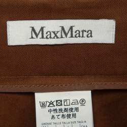Max Mara Brown Cotton Tapered Wide-Leg Trousers M