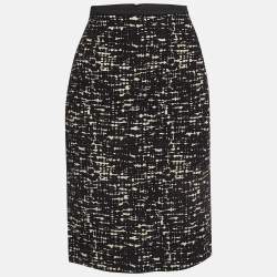 Max Mara Black Printed Wool Blend Pencil Skirt M