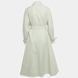 Pre Owned Max Mara Light Green Cotton Double Breasted Falster Trench Coat S