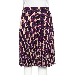 Max Mara Studio Multicolored Printed Georgette Pleated Skirt S