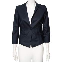 Max Mara Studio Navy Blue Knit Single Breasted Blazer S