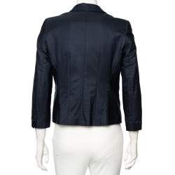 Max Mara Studio Navy Blue Knit Single Breasted Blazer S