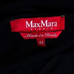 Pre Owned Max Mara Studio Black Knit And Silk Paneled Balloon Dress M