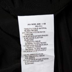 Pre Owned Max Mara Studio Black Knit And Silk Paneled Balloon Dress M