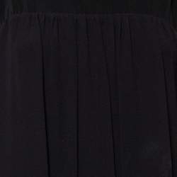 Pre Owned Max Mara Studio Black Knit And Silk Paneled Balloon Dress M