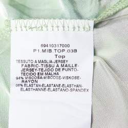 Pre Owned Max Mara Studio Green Floral Print Jersey Tie Waist Blouse XXL